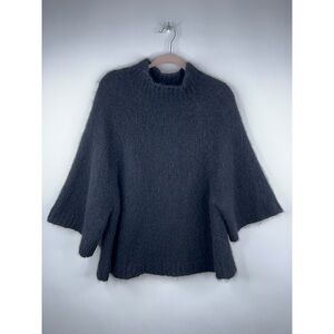 V.DE.Vinster Alpaca Blend Sweater Black Oversized Mock Neck Classic Boxy Medium